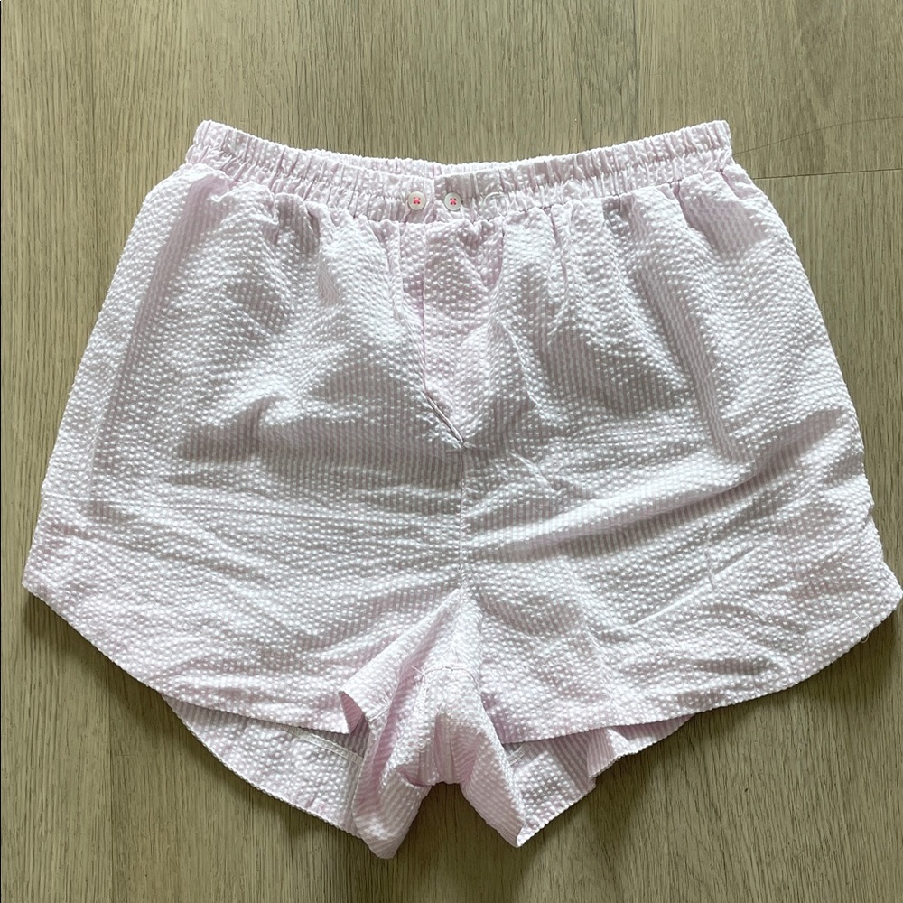 Free People Pink Textured Pajama Shorts